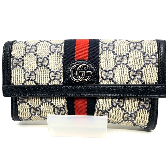 Gucci Handbags - EUC Gucci Canvas & Leather Web Blue Long Wallet
